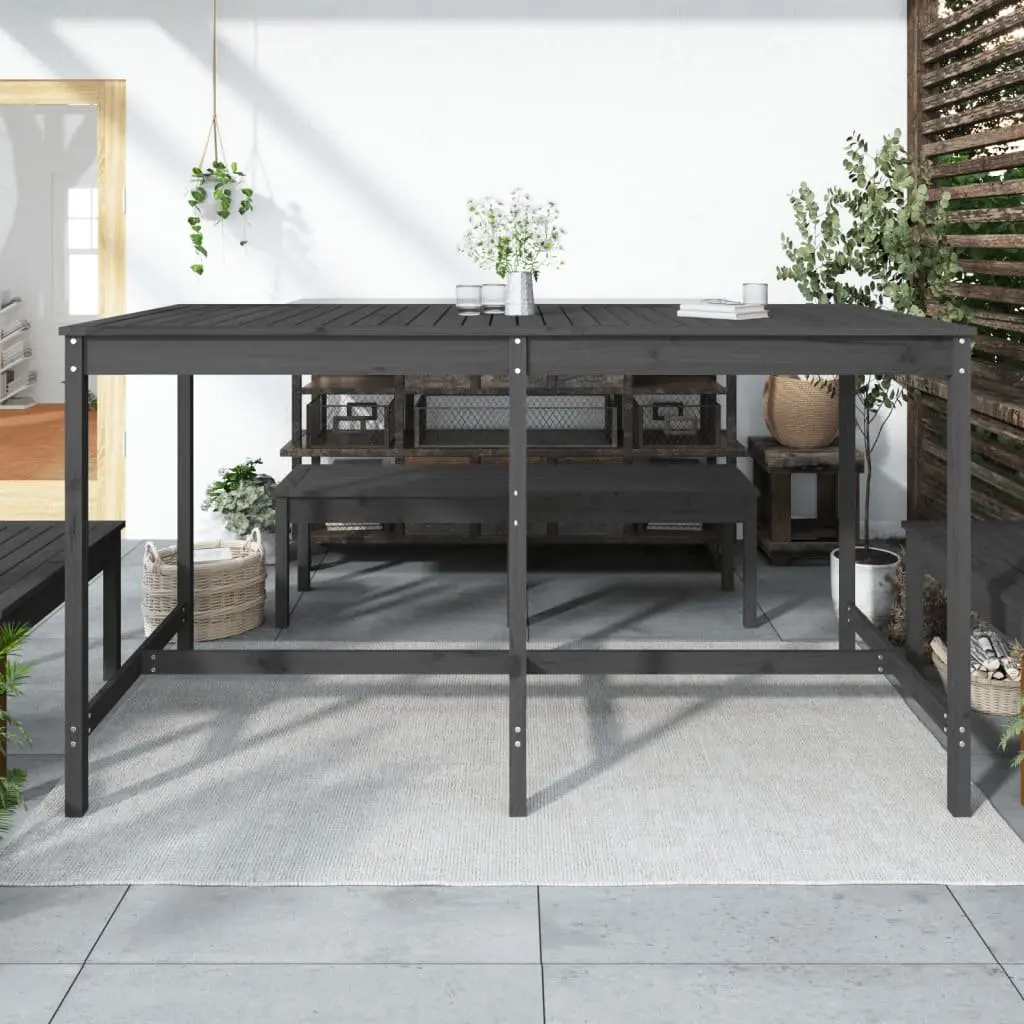 Garden Table Solid Wood Pine Grey 203.5x90x110cm