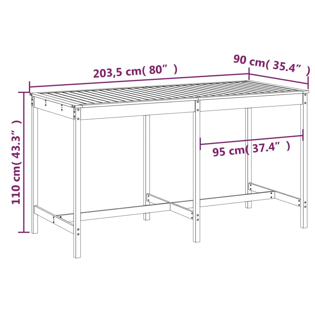 Garden Table Solid Wood Pine Grey 203.5x90x110cm