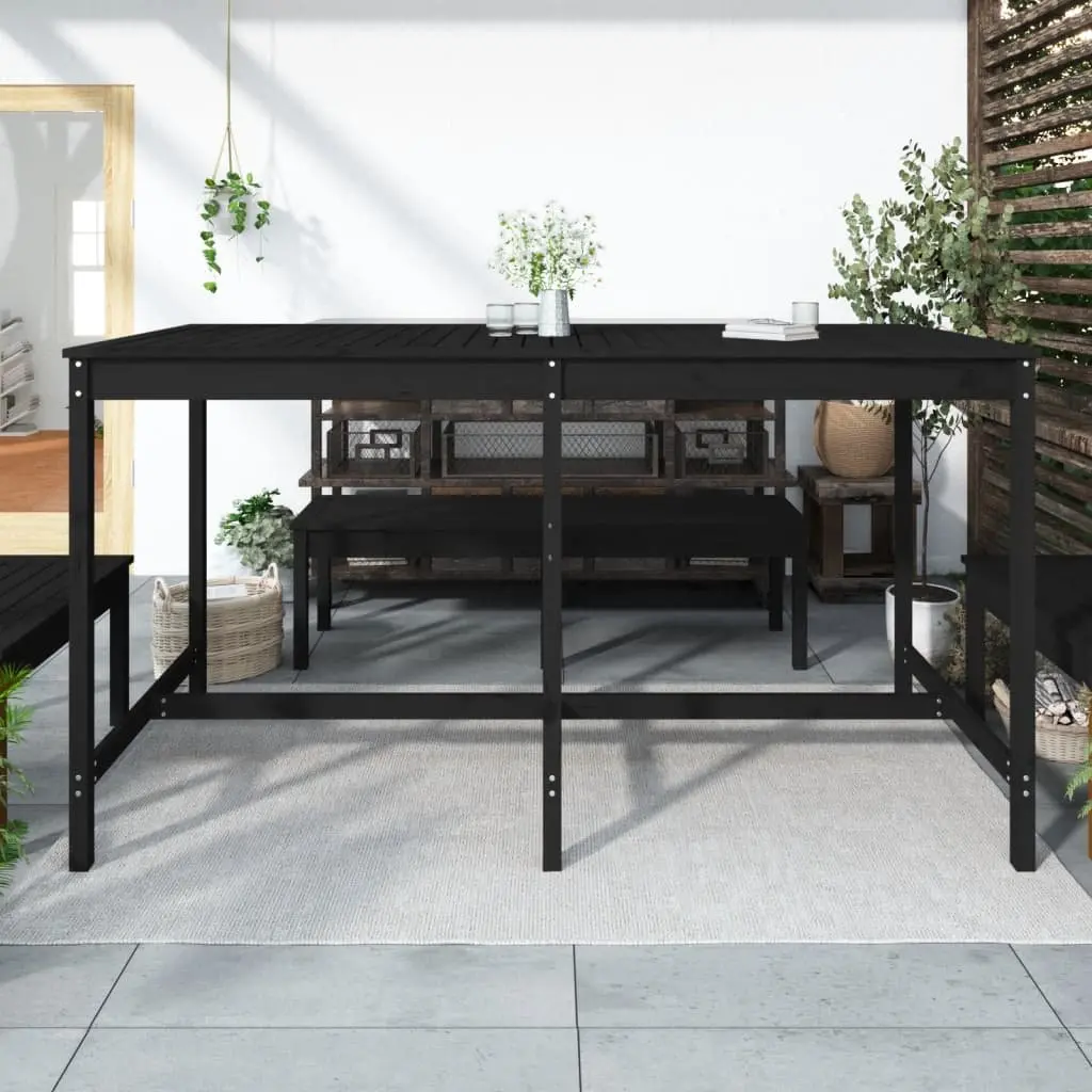 Garden Table Wooden Patio Furniture Solid Pine Black 203.5x90x110 cm