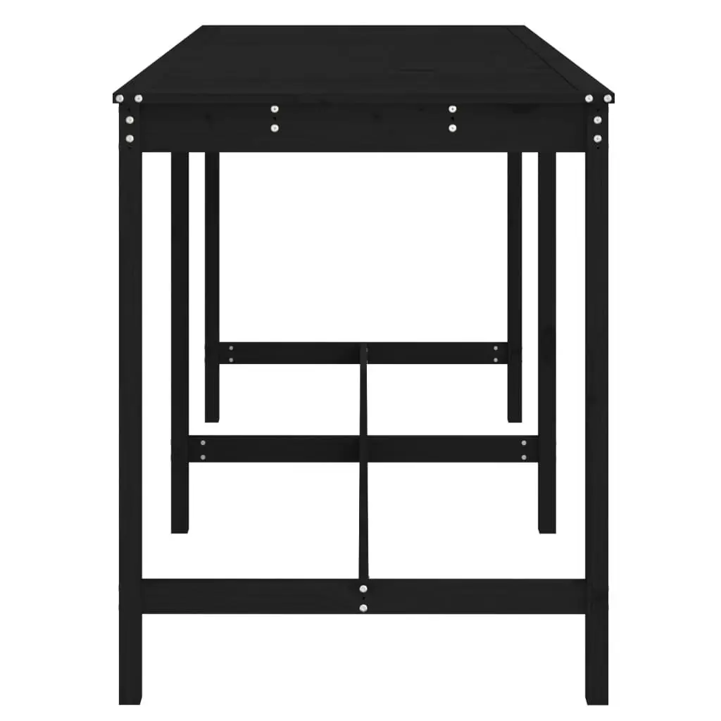 Garden Table Wooden Patio Furniture Solid Pine Black 203.5x90x110 cm