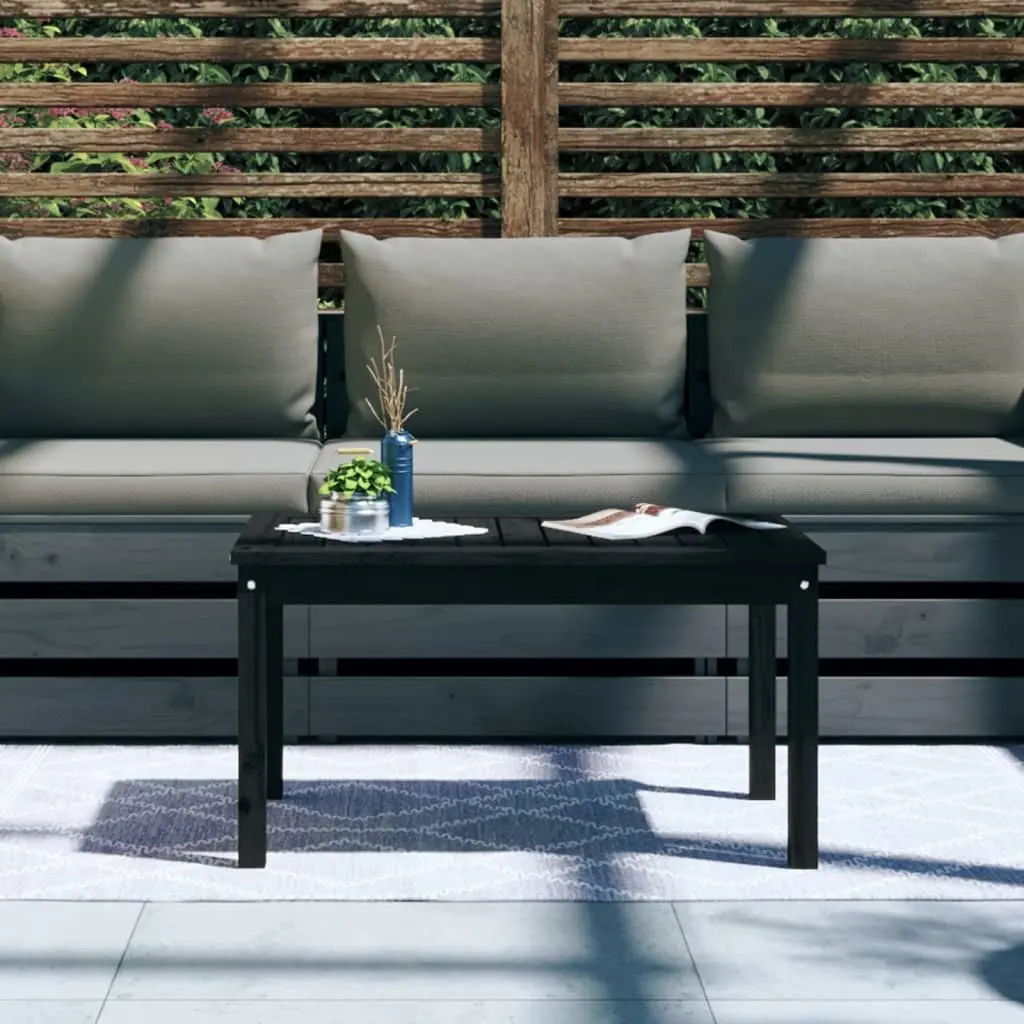 Garden Table Black Solid Wood Pine Outdoor Patio 82.5x50.5x45cm