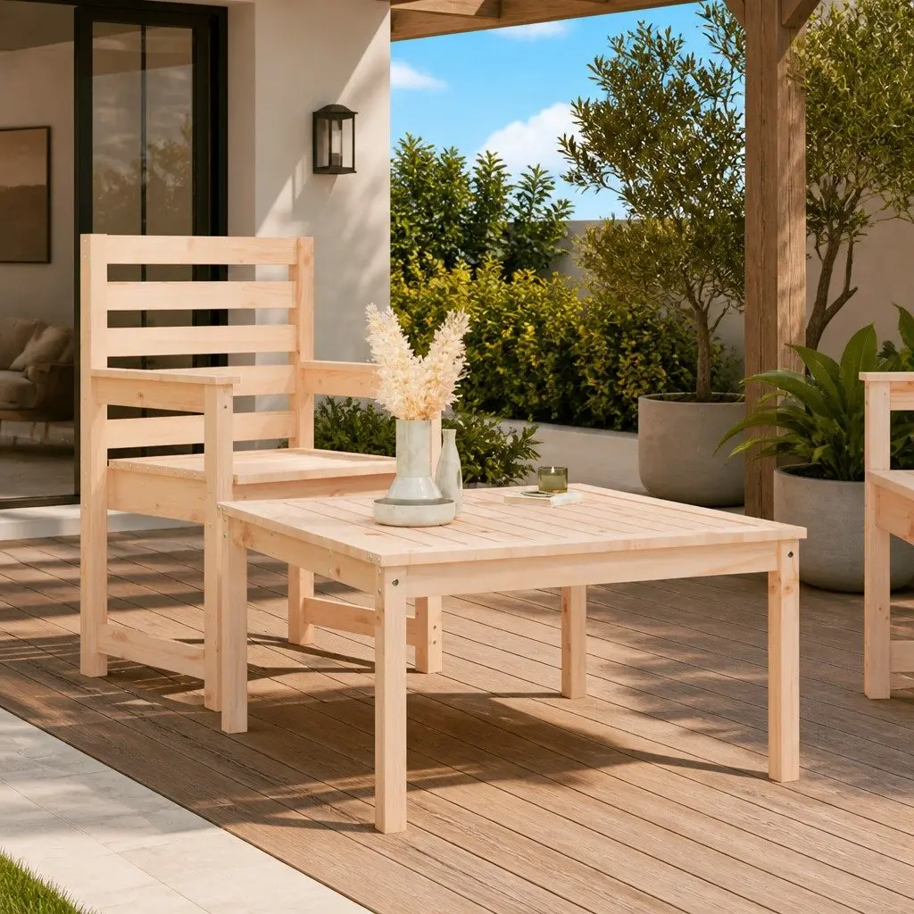 Garden Table Solid Wood Pine Brown 82.5x82.5x45 cm Outdoor Furniture