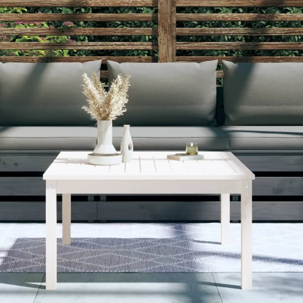Garden Table White Solid Pine Wood 82.5x82.5x45cm