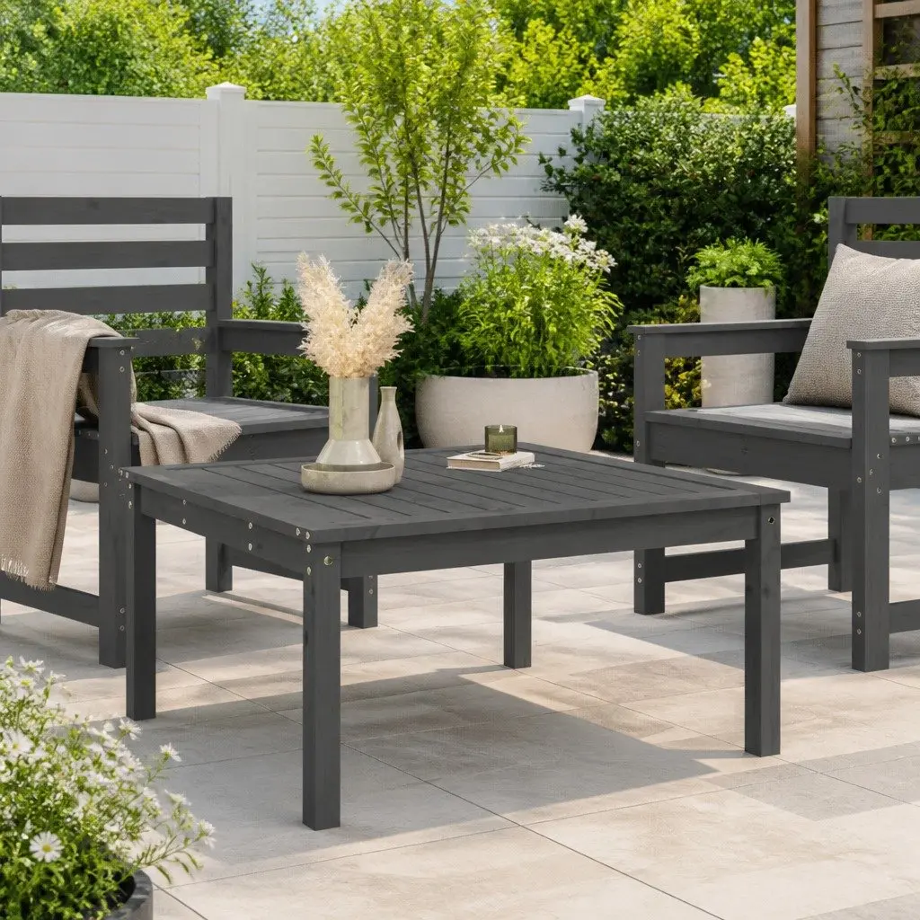 Garden Table in Grey Solid Pine