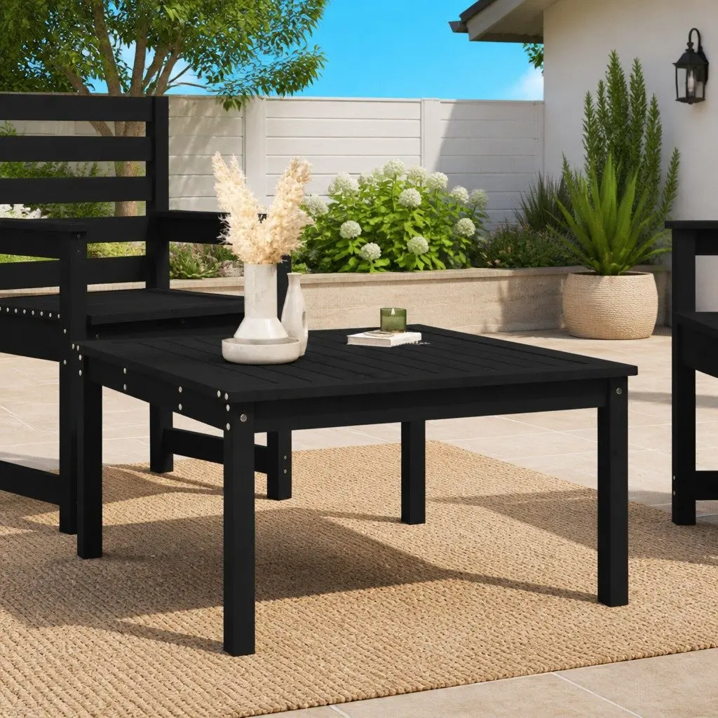 Garden Table Solid Pine Wood Black 82.5x82.5x45cm