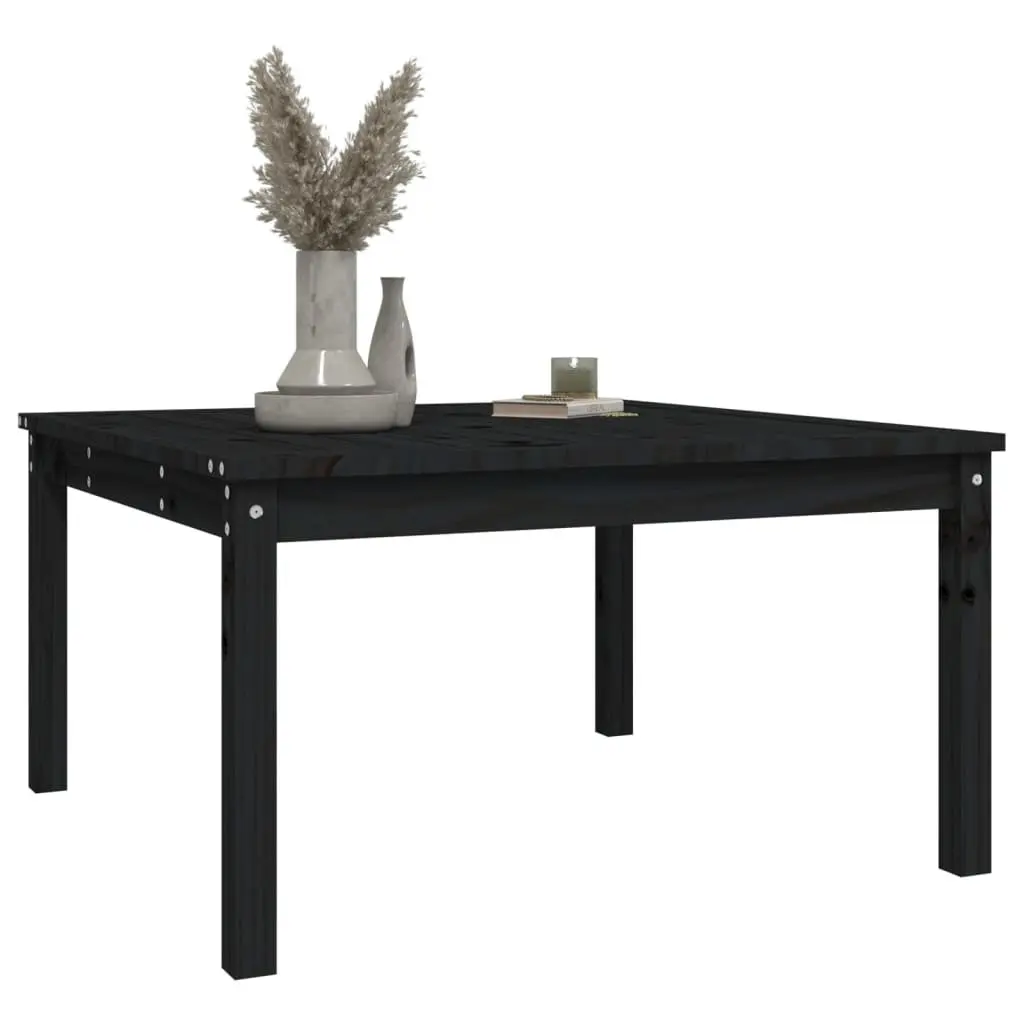 Garden Table Solid Pine Wood Black 82.5x82.5x45cm