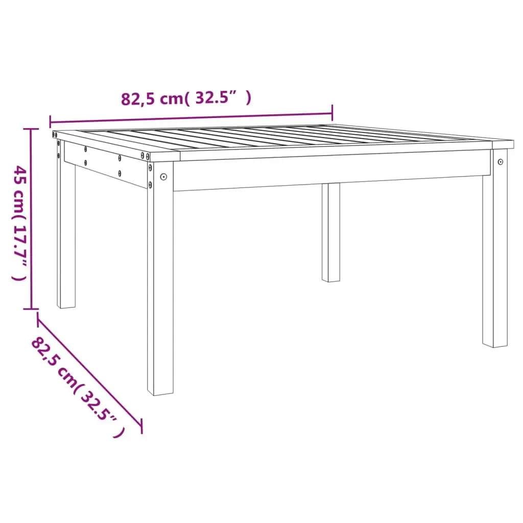 Garden Table Solid Pine Wood Black 82.5x82.5x45cm