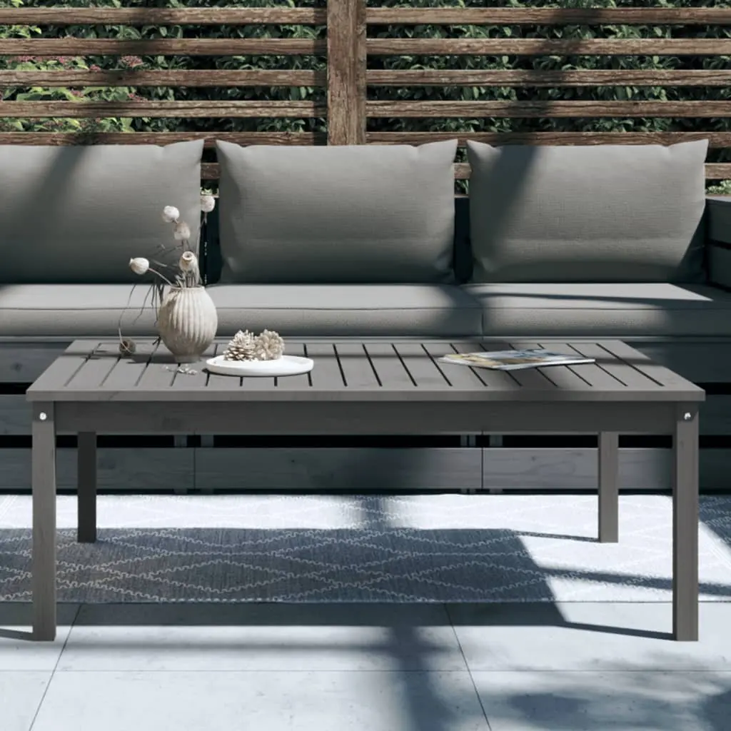 Garden Dining Table Grey Solid Wood Pine 121x82.5x45cm