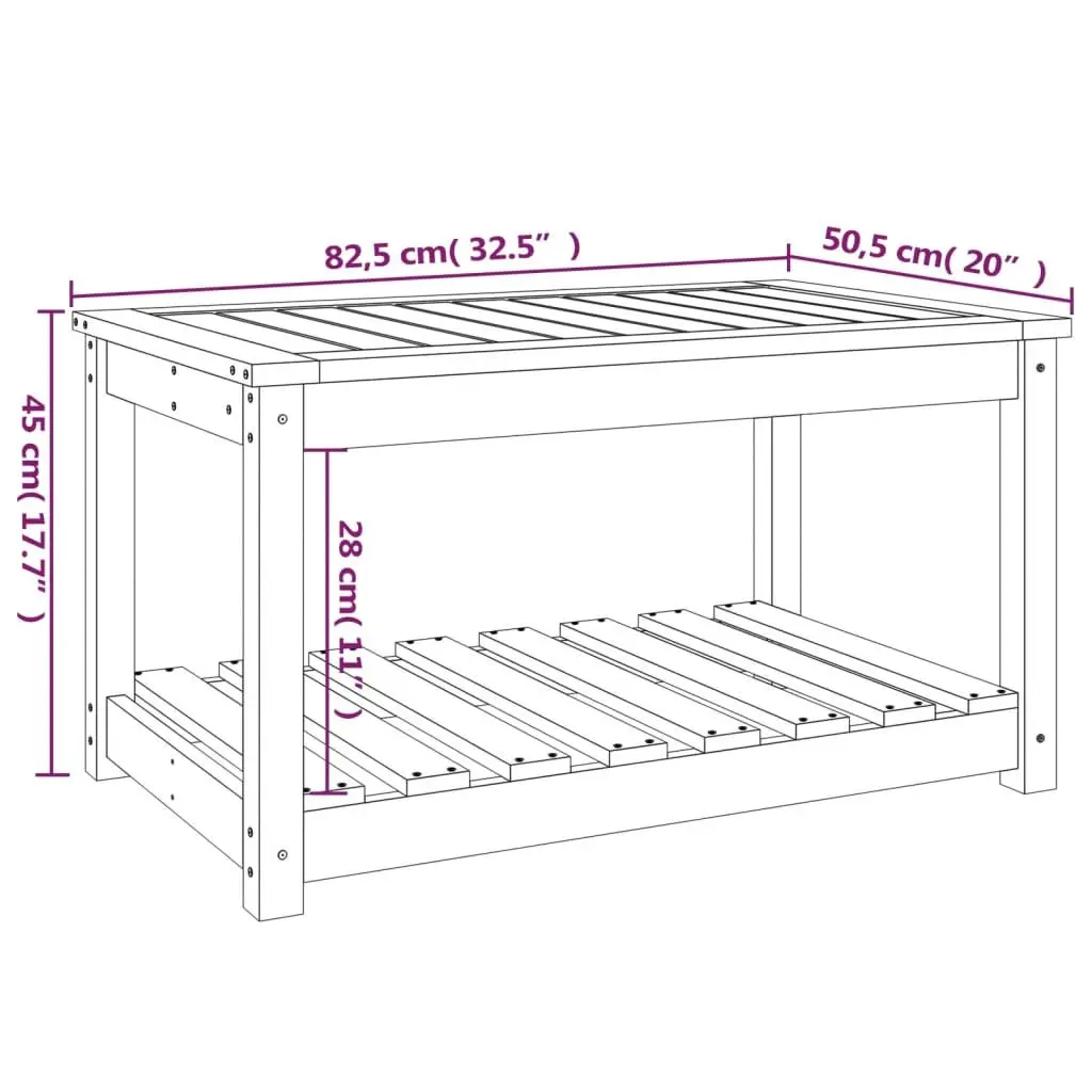 Solid Wood Pine Garden Table 82.5x50.5x45cm