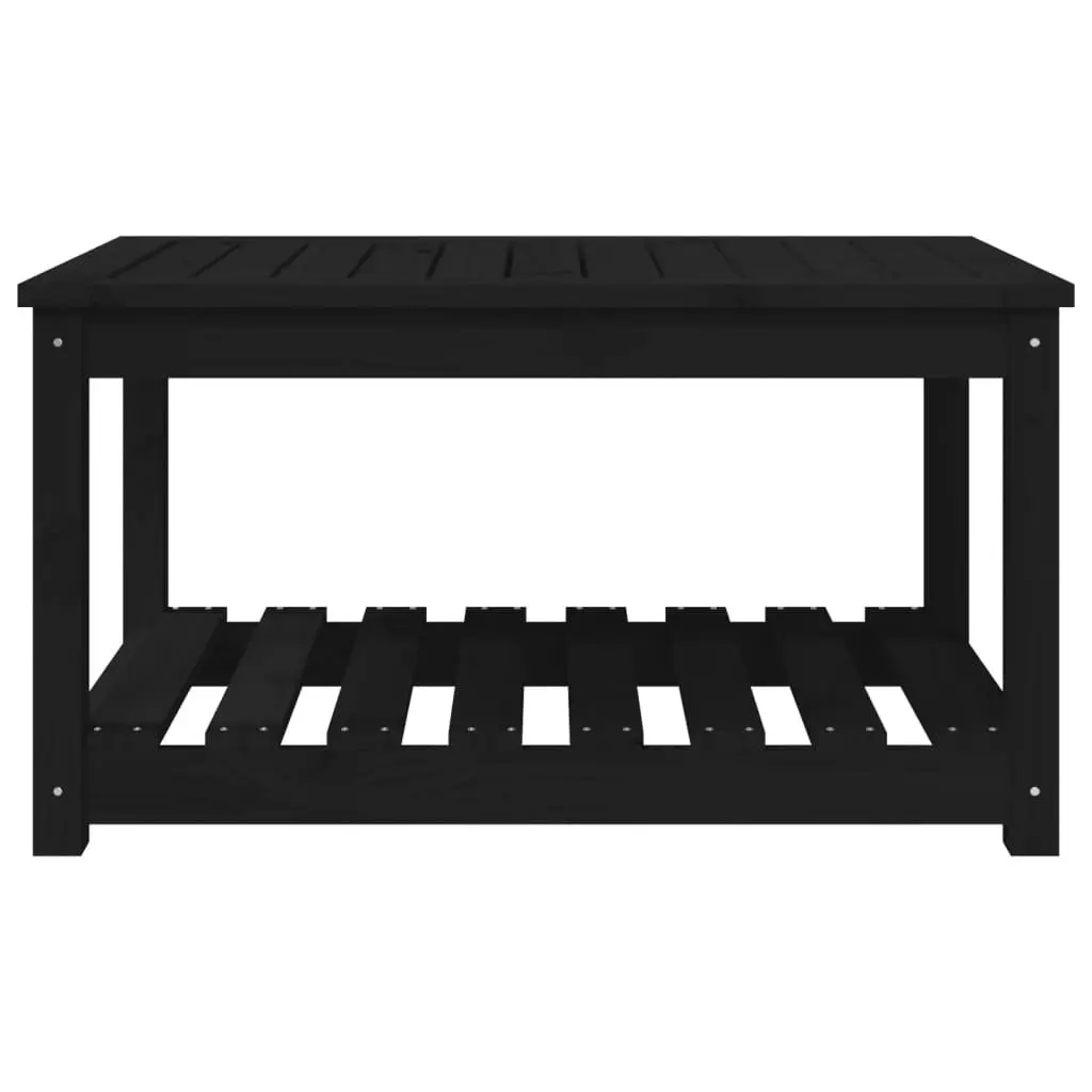Garden Table Black Outdoor Dining Patio Furniture Solid Wood Pine with Storage