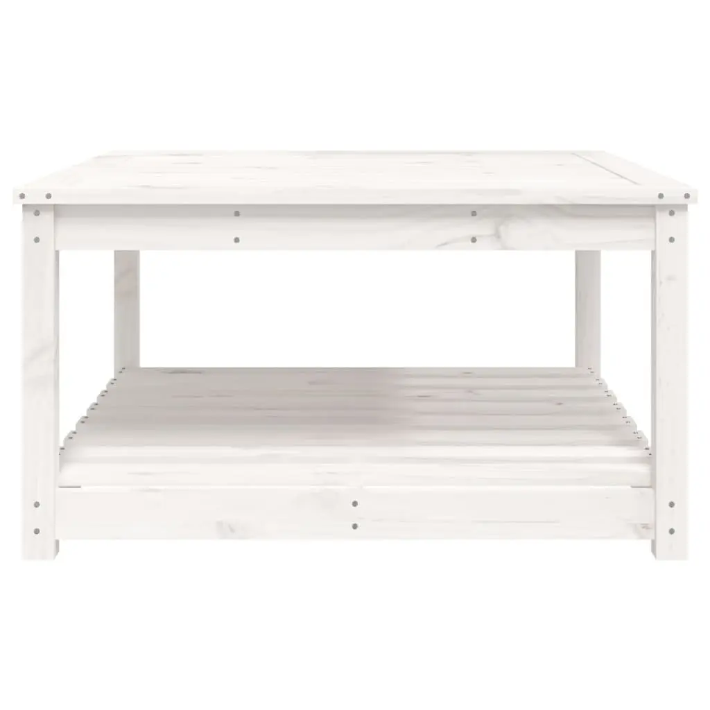 Garden Table White Solid Pine Wood Outdoor Patio Furniture with Storage Shelf