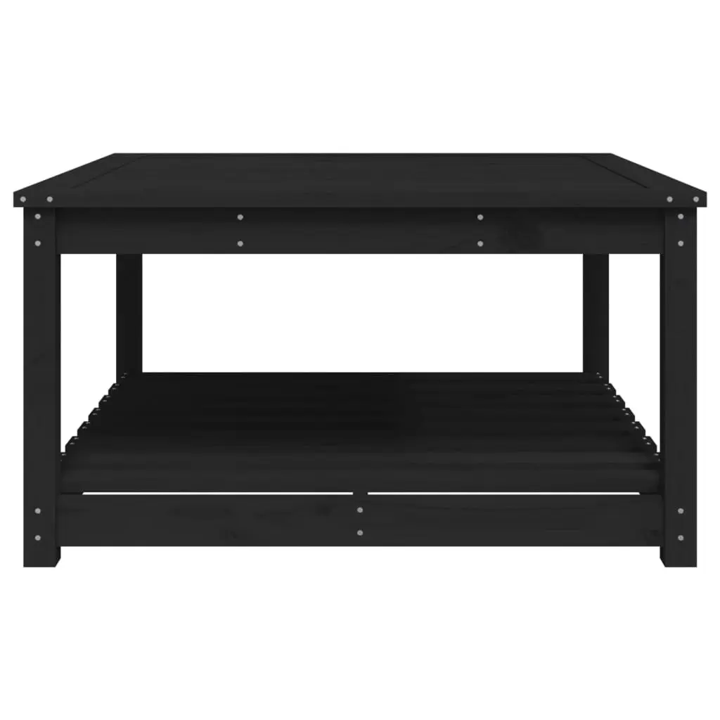 Garden Table Black Solid Pine Wood 82.5x82.5x45cm Outdoor Patio Furniture