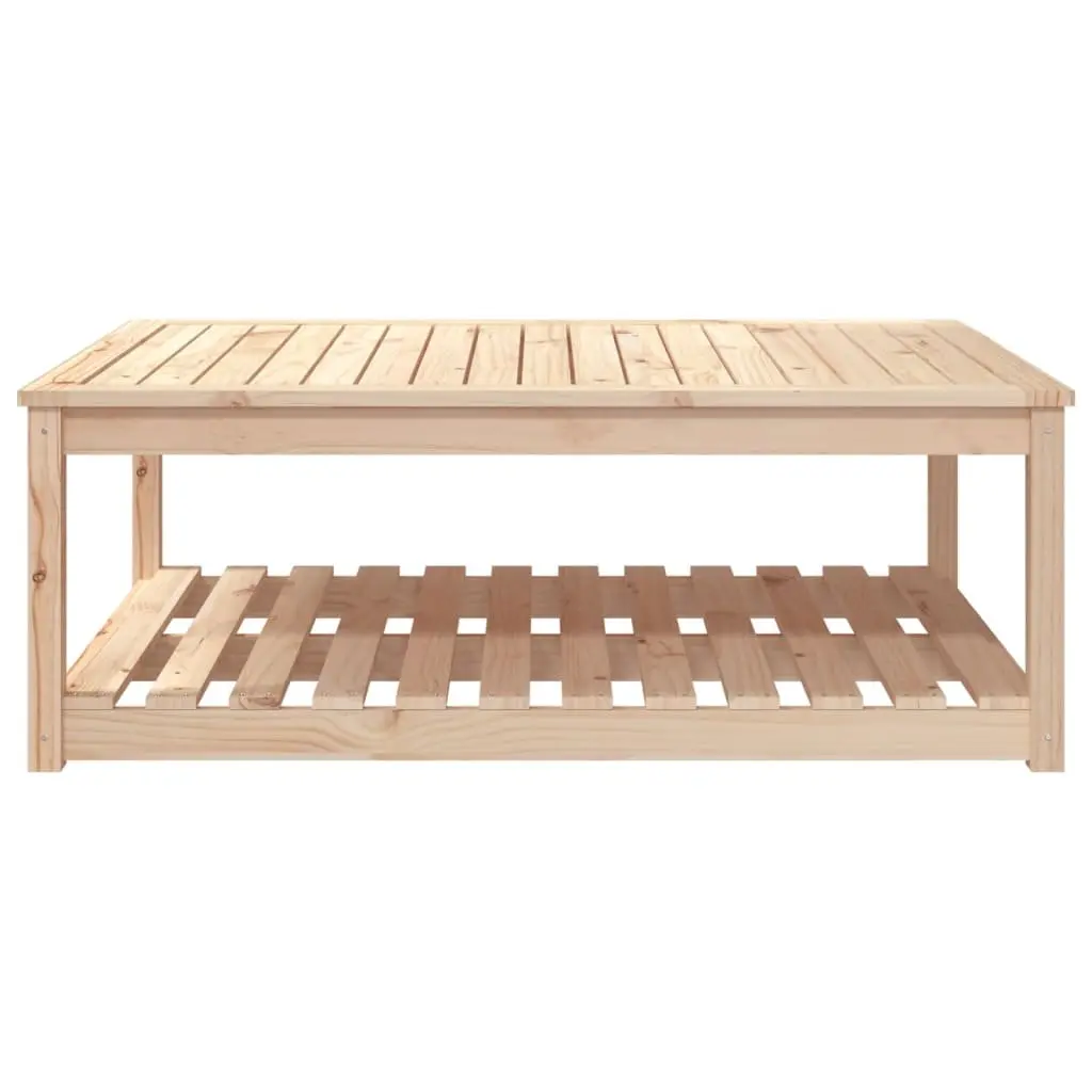 Garden Table Solid Pine Wood Outdoor Dining Desk with Open Shelf Brown 121 x 82.5 x 45 cm
