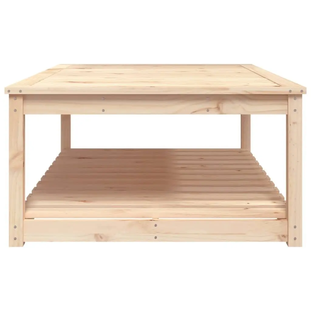 Garden Table Solid Pine Wood Outdoor Dining Desk with Open Shelf Brown 121 x 82.5 x 45 cm