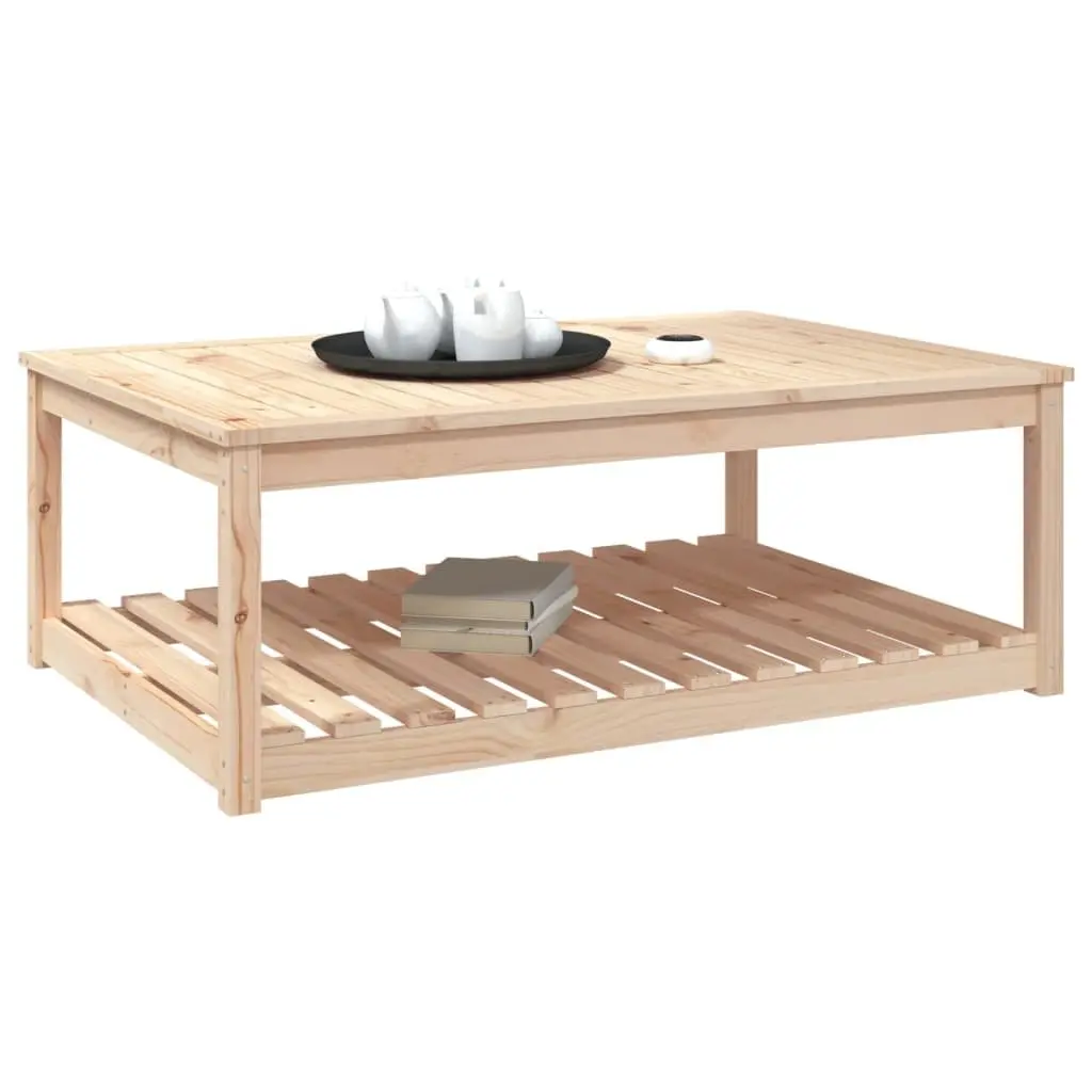 Garden Table Solid Pine Wood Outdoor Dining Desk with Open Shelf Brown 121 x 82.5 x 45 cm