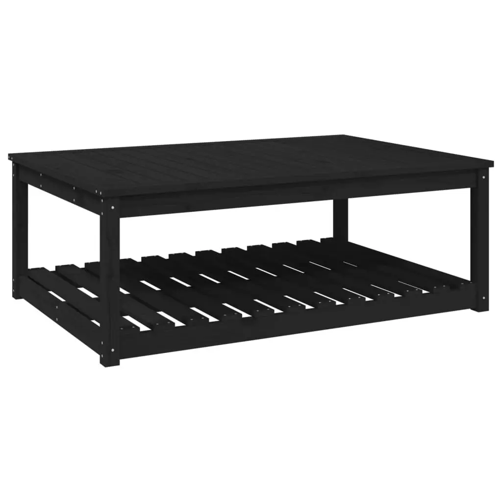 Garden Table Black Solid Pine Wood 121x82.5x45cm Outdoor Furniture