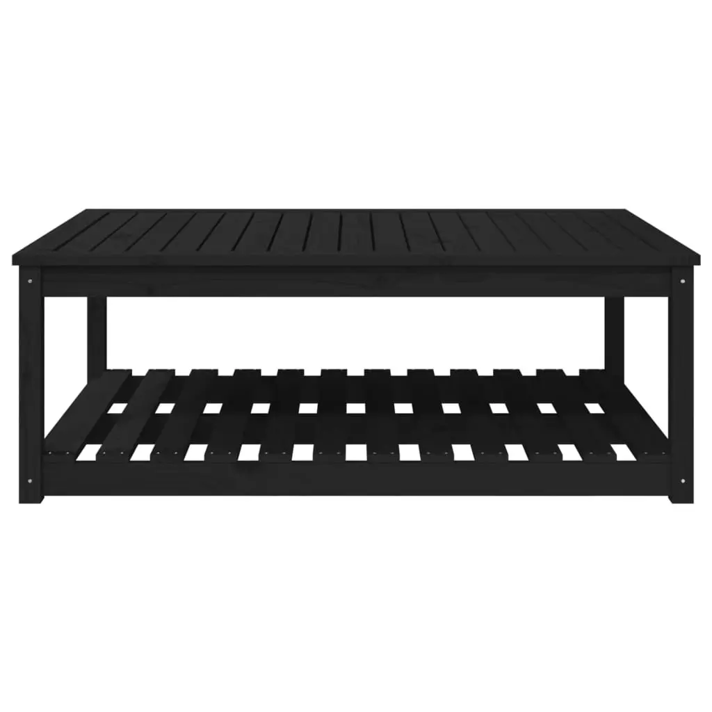Garden Table Black Solid Pine Wood 121x82.5x45cm Outdoor Furniture
