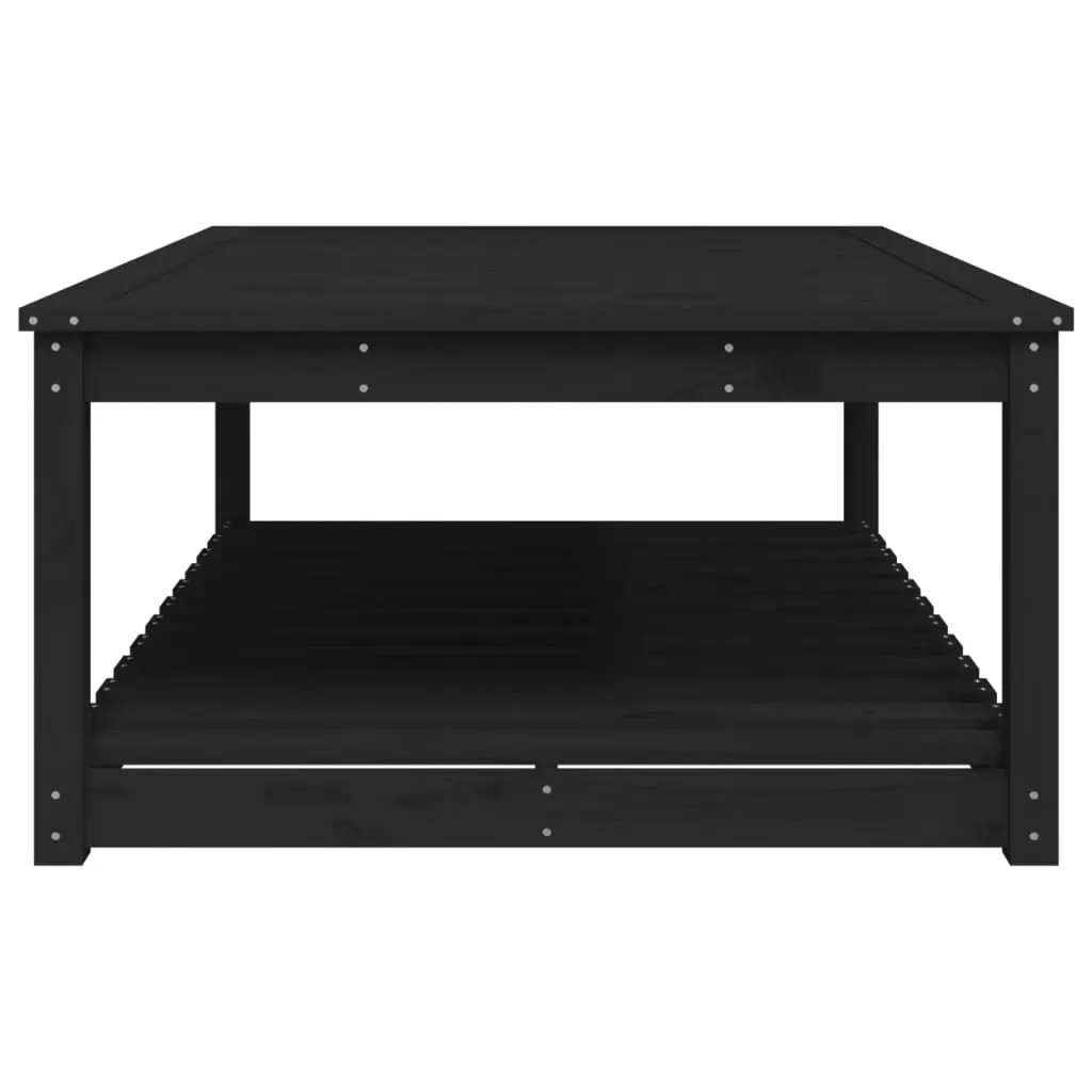 Garden Table Black Solid Pine Wood 121x82.5x45cm Outdoor Furniture
