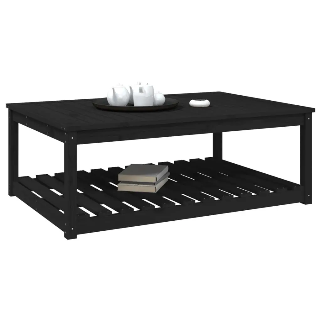Garden Table Black Solid Pine Wood 121x82.5x45cm Outdoor Furniture