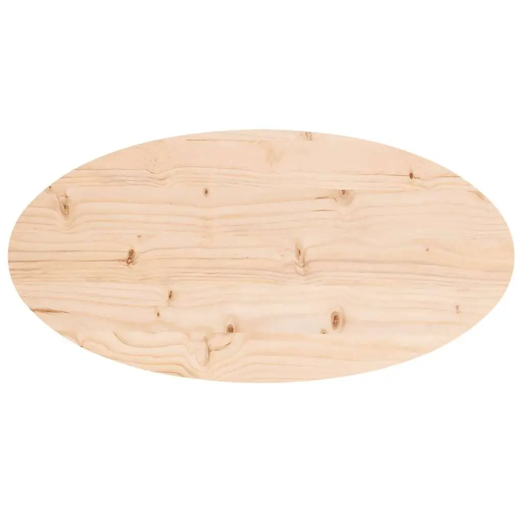 Solid Pine Wood Oval Table Top Natural Brown 70x35cm