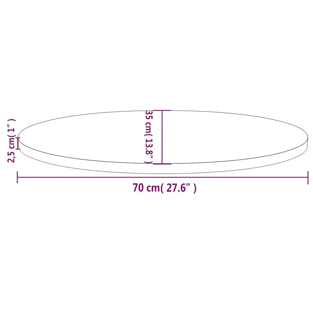 Solid Pine Wood Oval Table Top Natural Brown 70x35cm