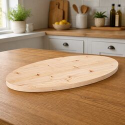 Your Ideal Solid Pine Wood Table Top 80x40x2.5 cm Oval