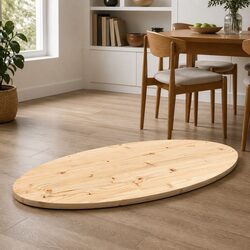 Friendly Brown Solid Pine Oval Table Top 90x45x2.5 cm