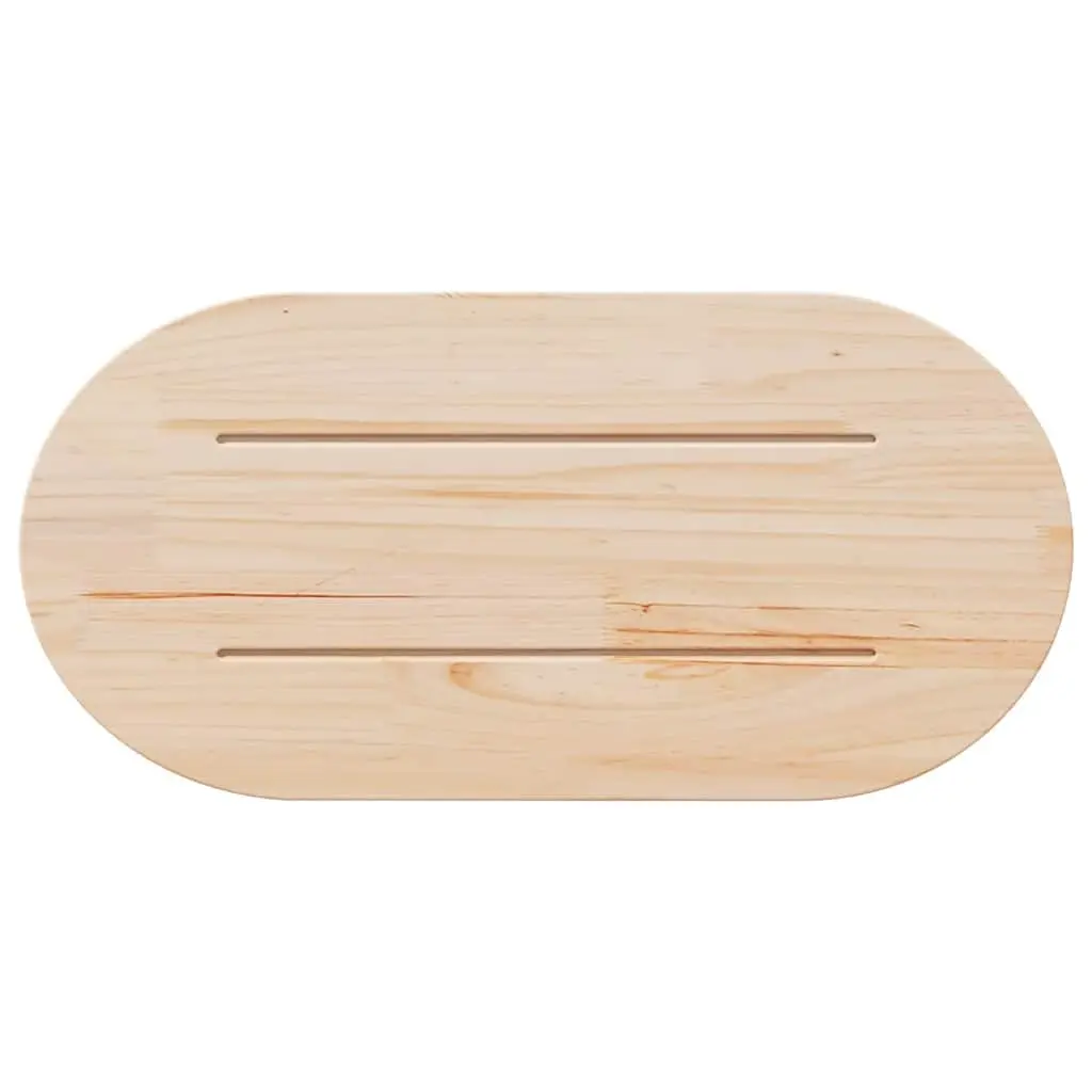 Solid Wood Pine Oval Table Top Untreated Surface 60x30x2.5 cm Brown