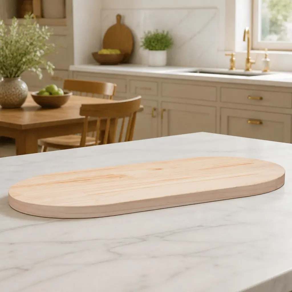 Solid Pine Wood Table Top Oval 70x35cm Brown Replacement Surface