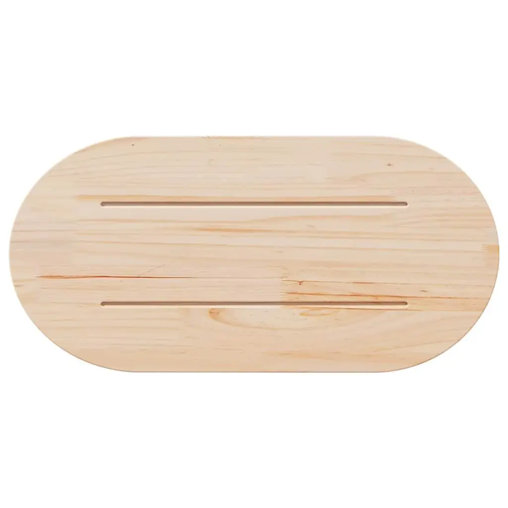 Solid Pine Wood Table Top Oval 70x35cm Brown Replacement Surface
