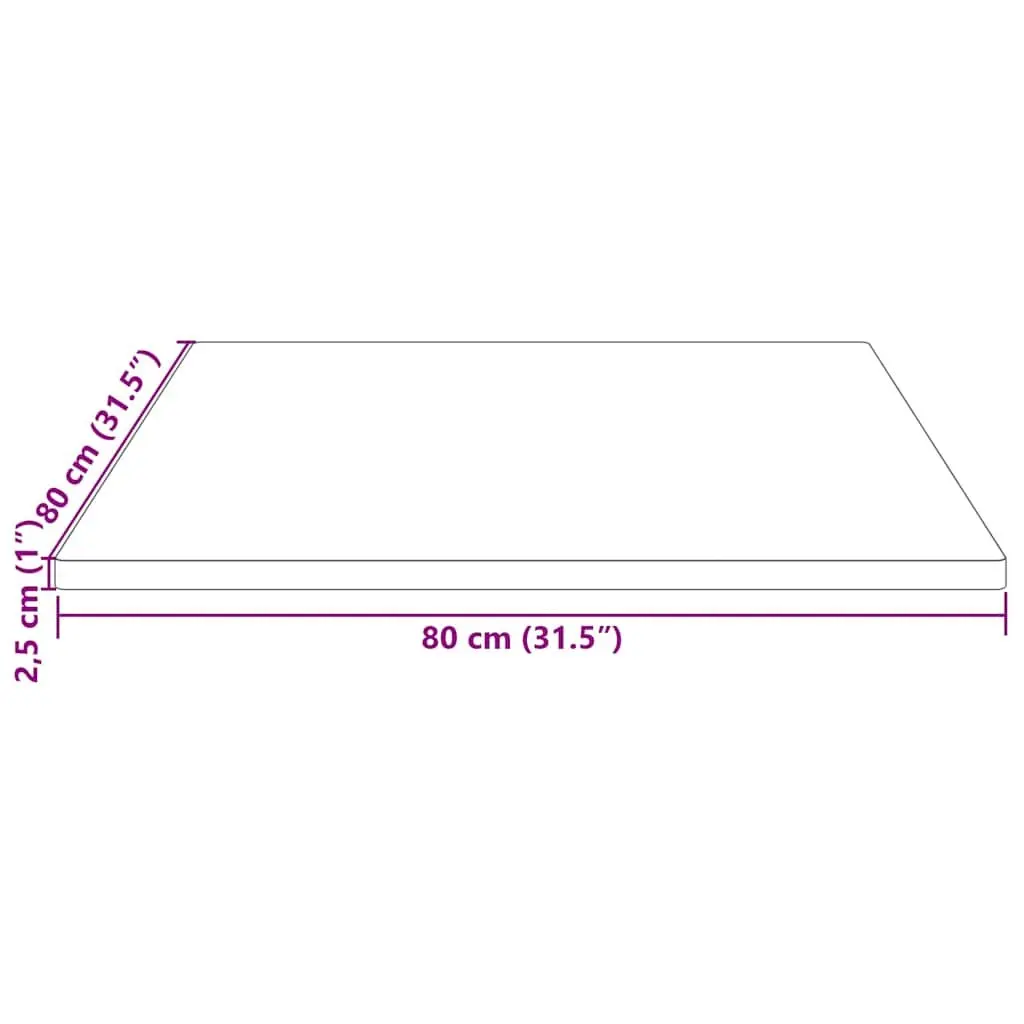 Solid Pine Wood Square Table Top Brown 80x80cm