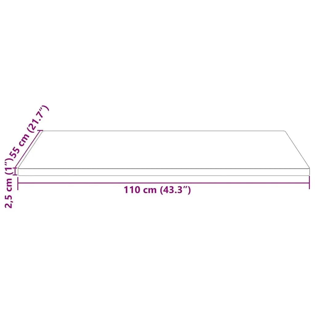 Solid Pine Wood Table Top Rectangular 110x55cm Natural Surface
