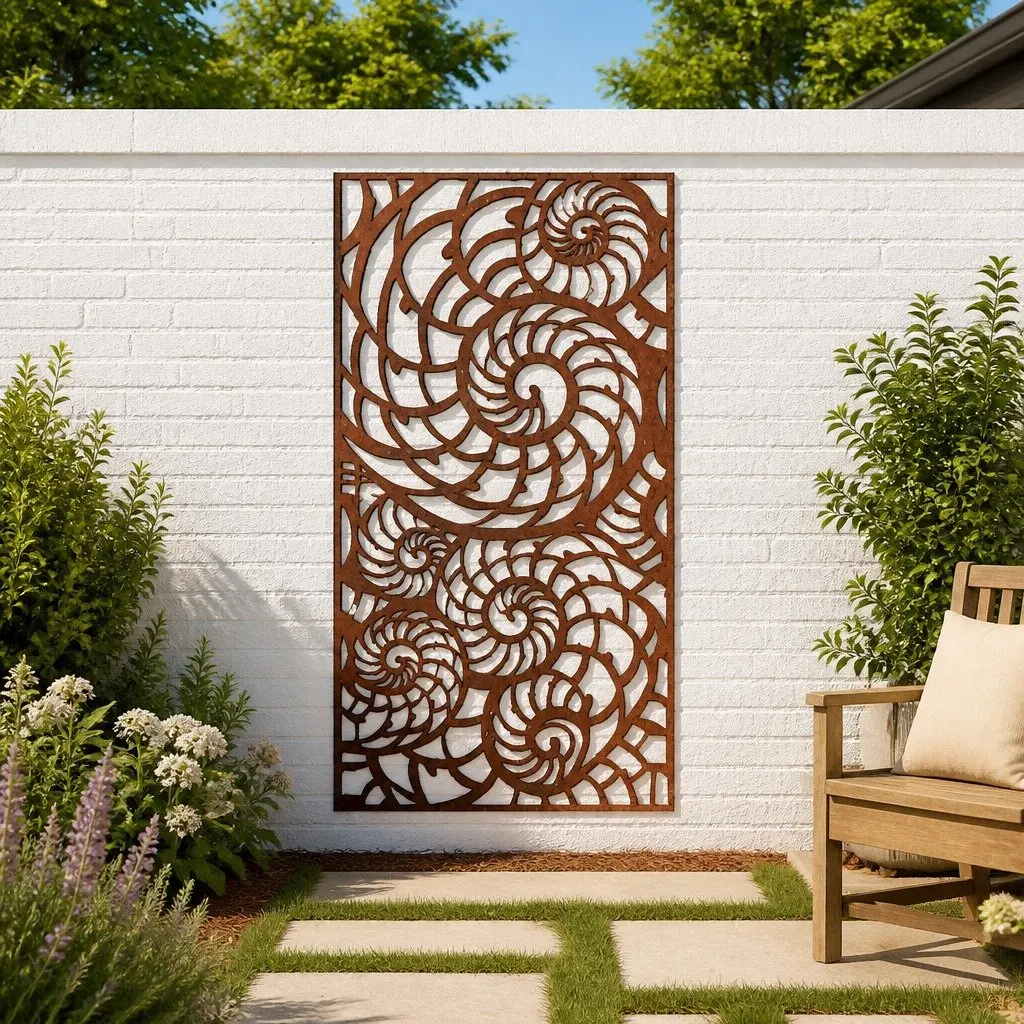 Corten Steel Outdoor Wall Art 105x55 cm Shell Style