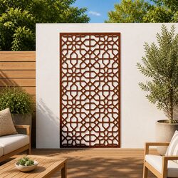 Garden Wall Decoration 105x55 cm Corten Steel Moorish Hollow Design Outdoor
