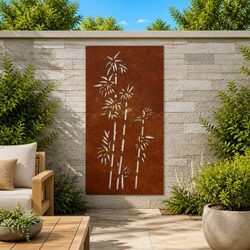 Garden Wall Decoration 105x55 cm Corten Steel Bamboo Design Outdoor Art