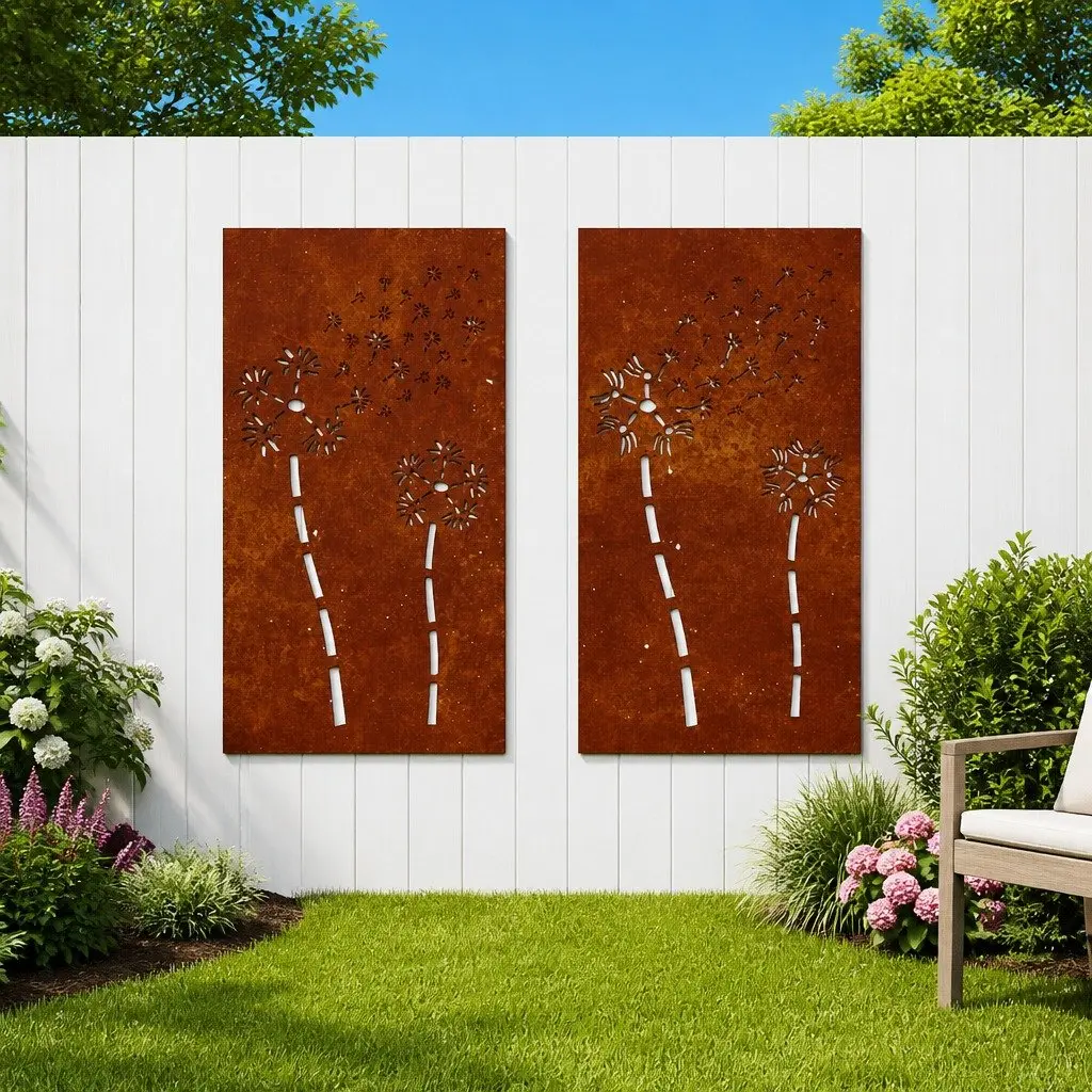 2 Metal Flower Wall Decor, 105x55cm