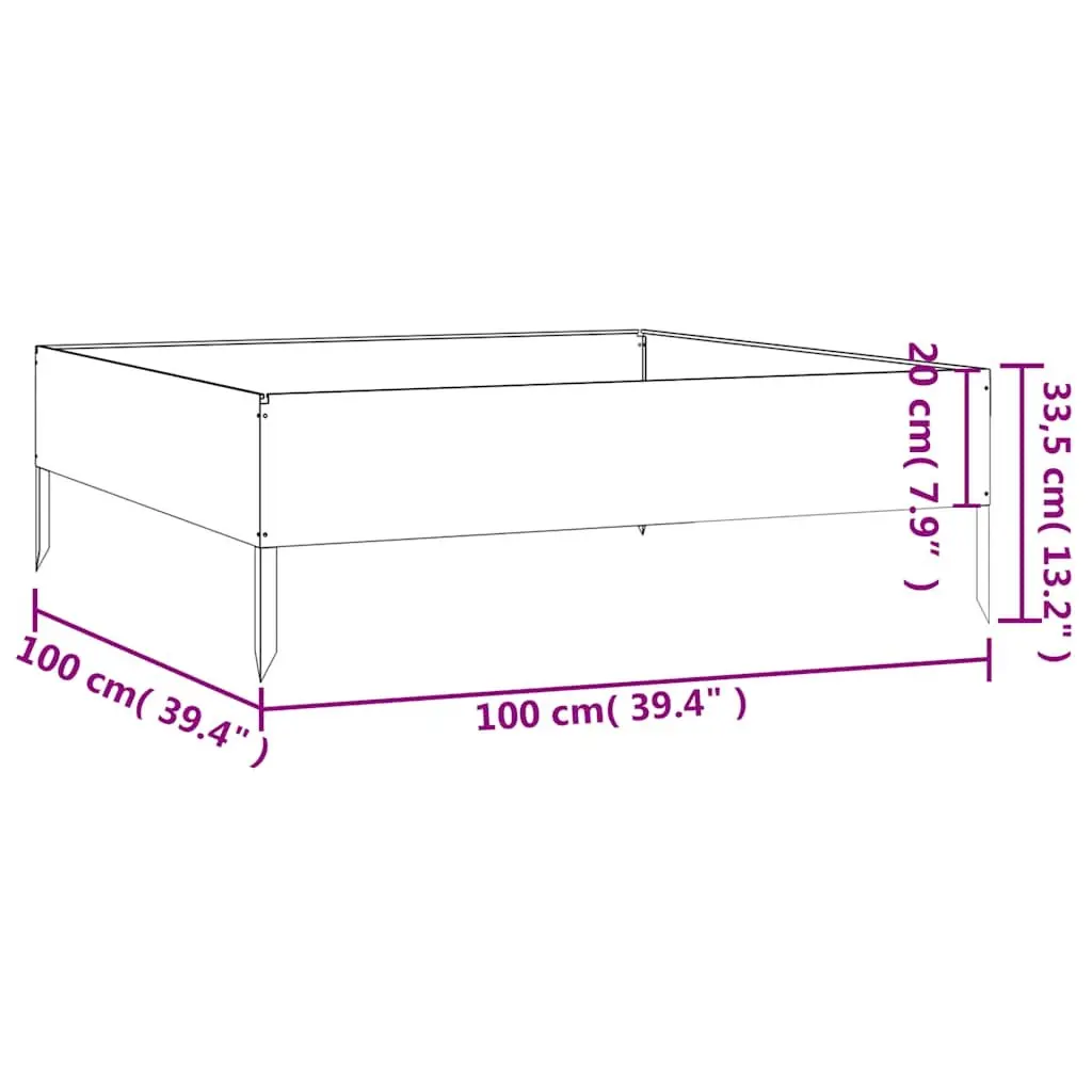 Corten Steel Raised Garden Bed Brown 100x100x33.5cm