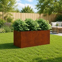 Corten Steel Outdoor Planter 80x40x40 cm for Easy Gardening