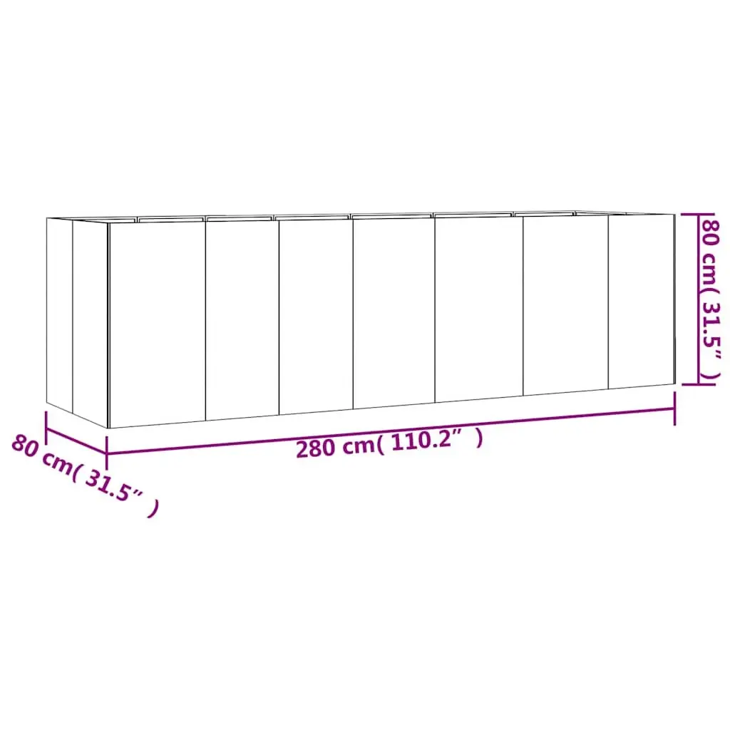 Garden Raised Bed Planter Durable Weathering Steel 280x80x80 cm Brown Outdoor Vegetable
