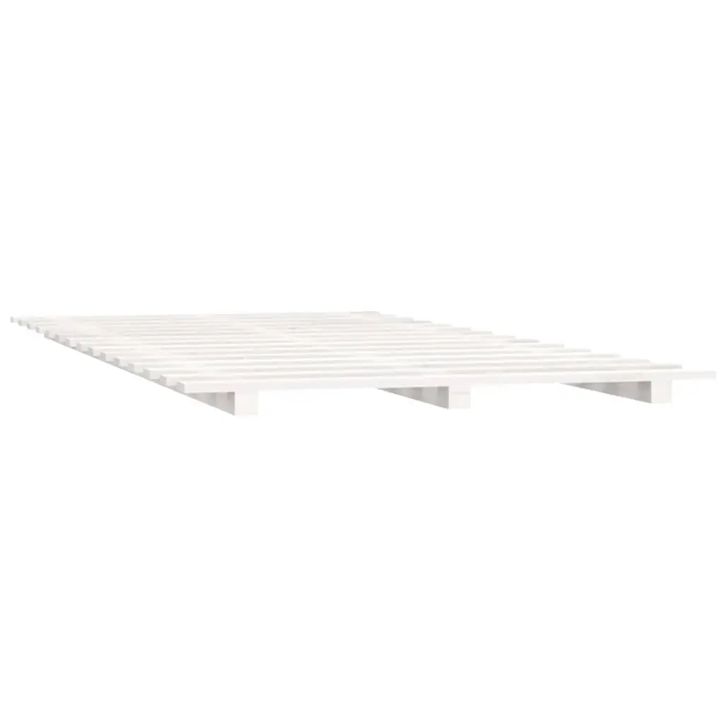 Bed Frame 150x200 cm White Solid Pine Wood Slatted Base Bedroom Furniture