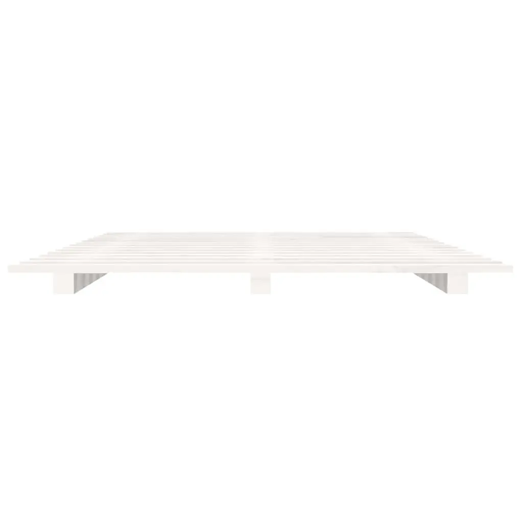 Bed Frame 150x200 cm White Solid Pine Wood Slatted Base Bedroom Furniture
