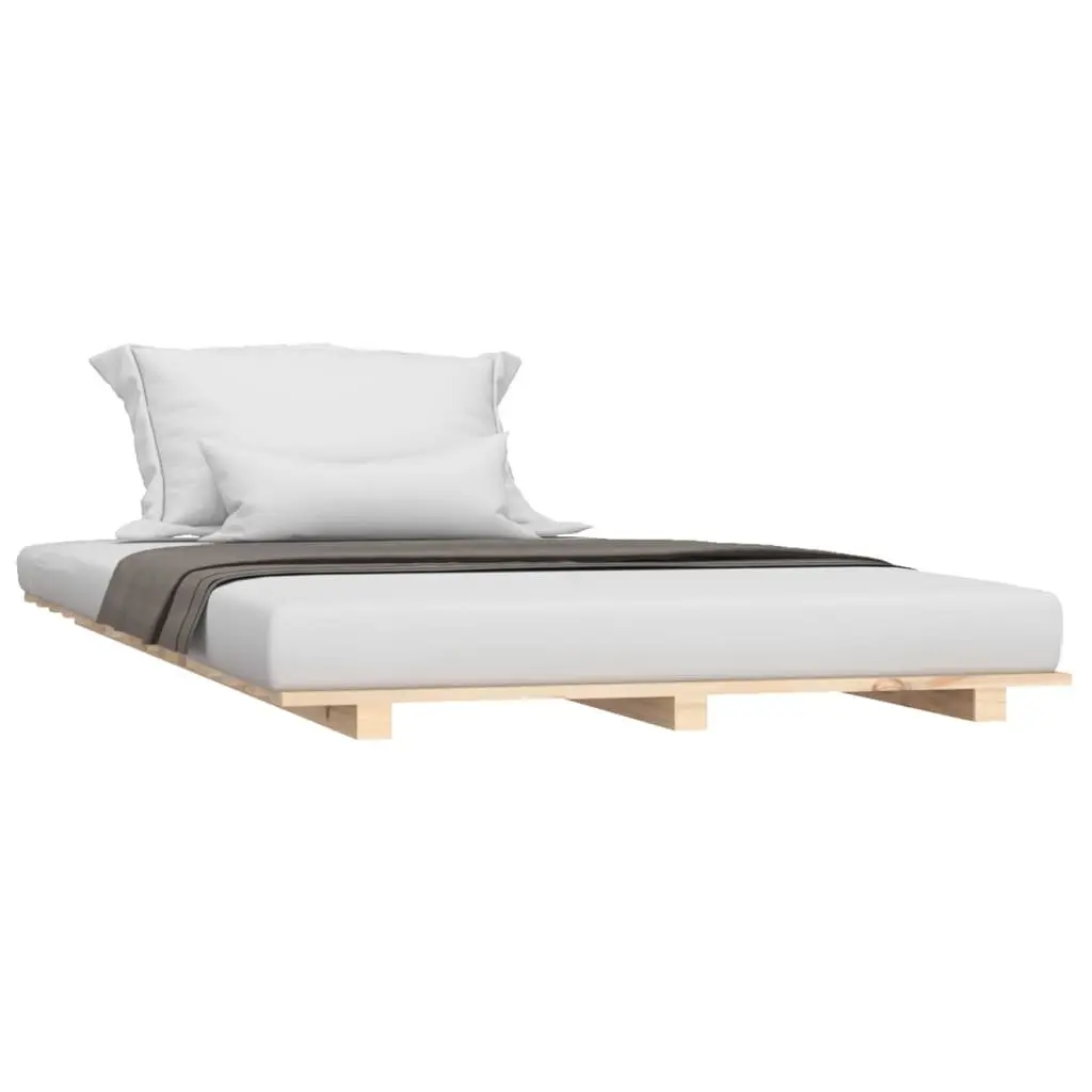Solid Wood Pine Bed Frame 90x190 cm Slatted Base Bedroom Furniture Brown
