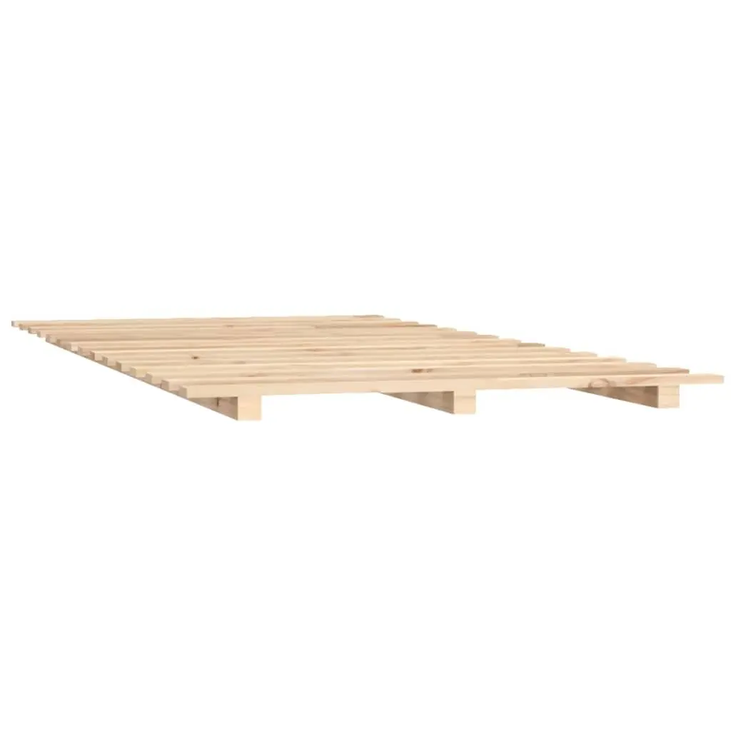 Pine Wood Bed Frame Brown Sturdy Slatted Base 135x190 cm