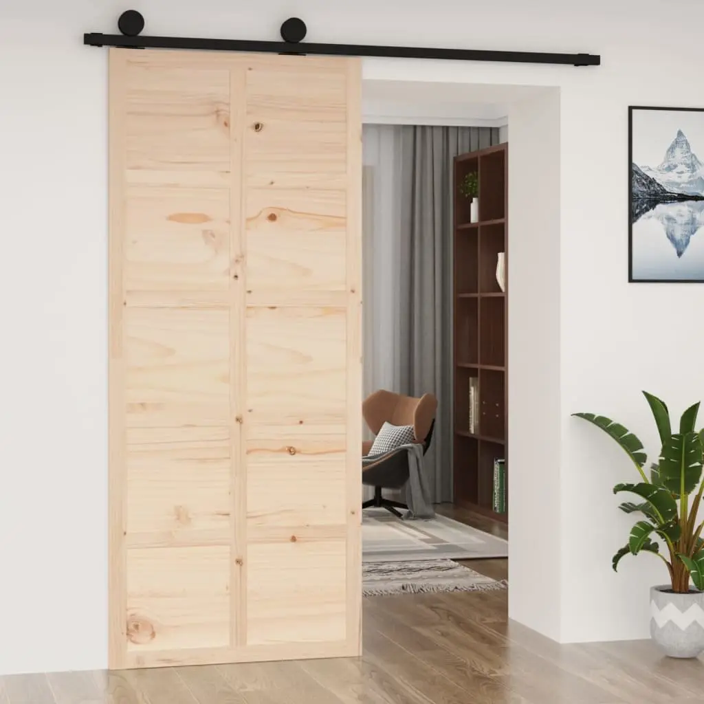 Barn Door Solid Pine Wood Space Saving 90x1.8x214 cm