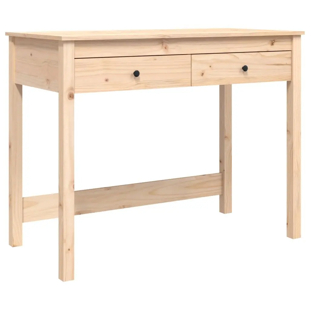 Solid Pine Wood Desk with 2 Drawers Brown 100x50x78 cm