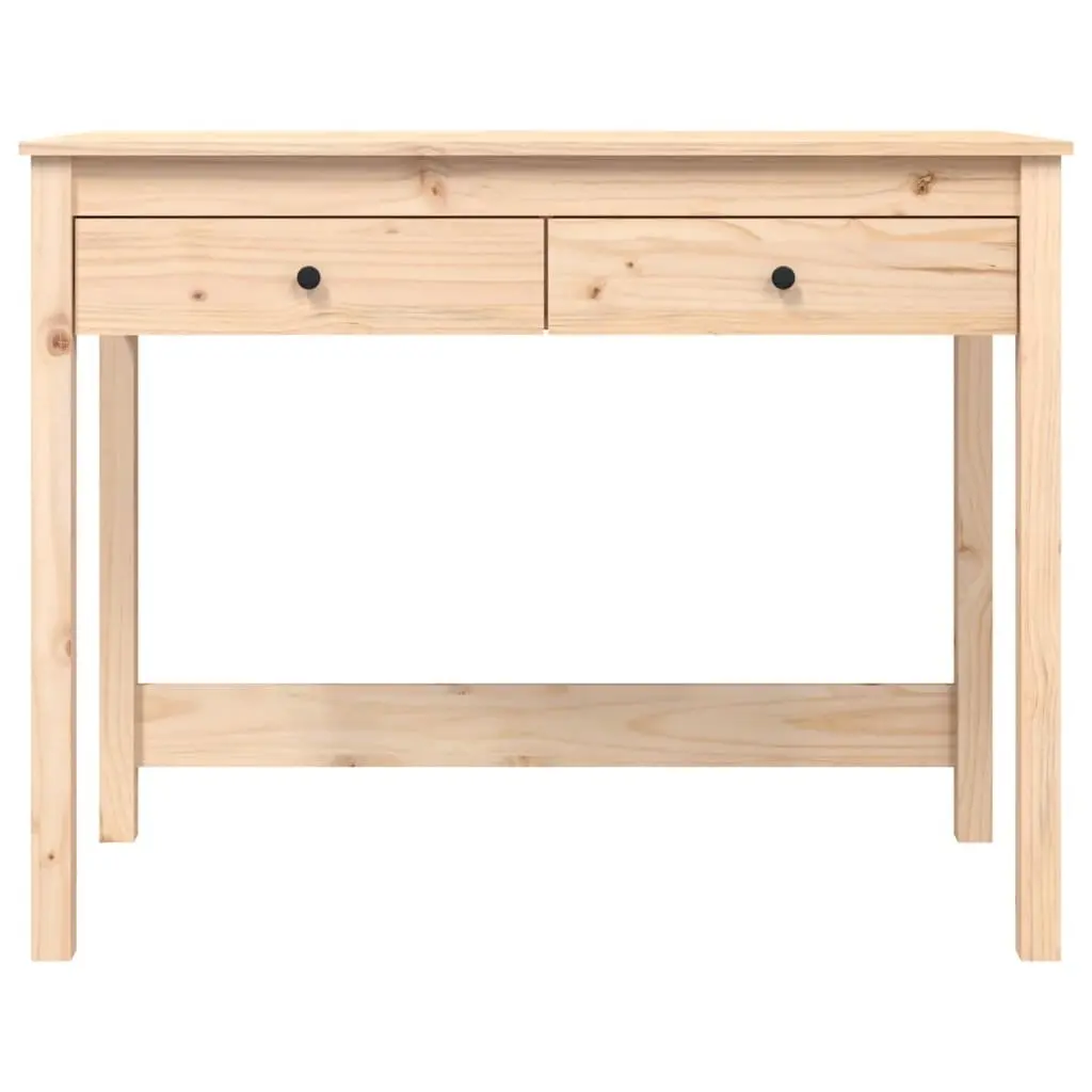 Solid Pine Wood Desk with 2 Drawers Brown 100x50x78 cm