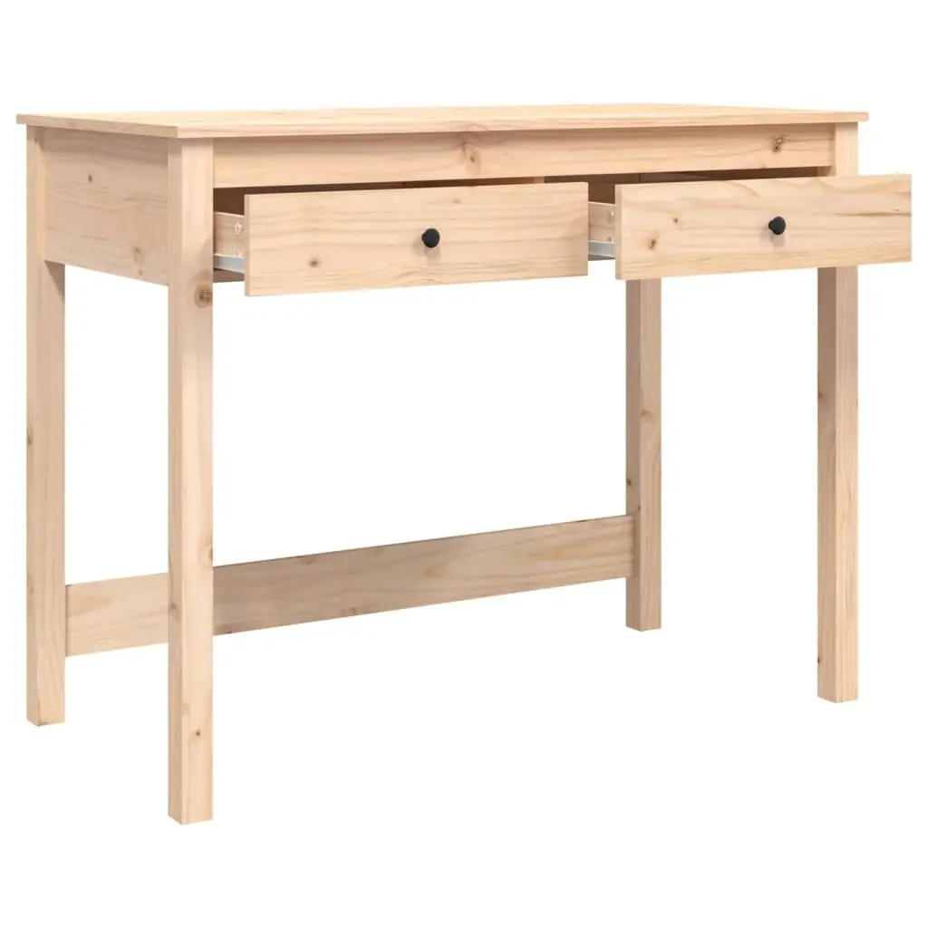 Solid Pine Wood Desk with 2 Drawers Brown 100x50x78 cm