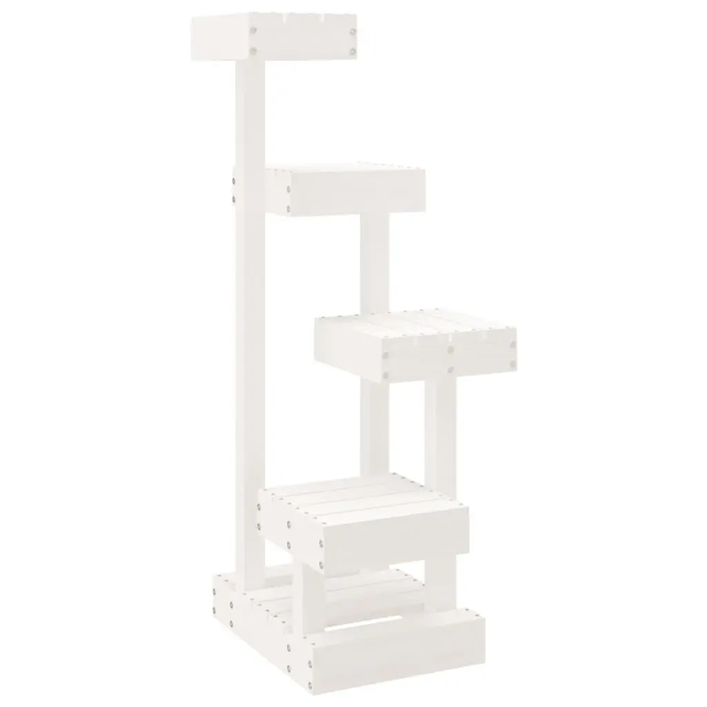 Cat Tree Multi-Level White Solid Pine Wood 4 Platform
