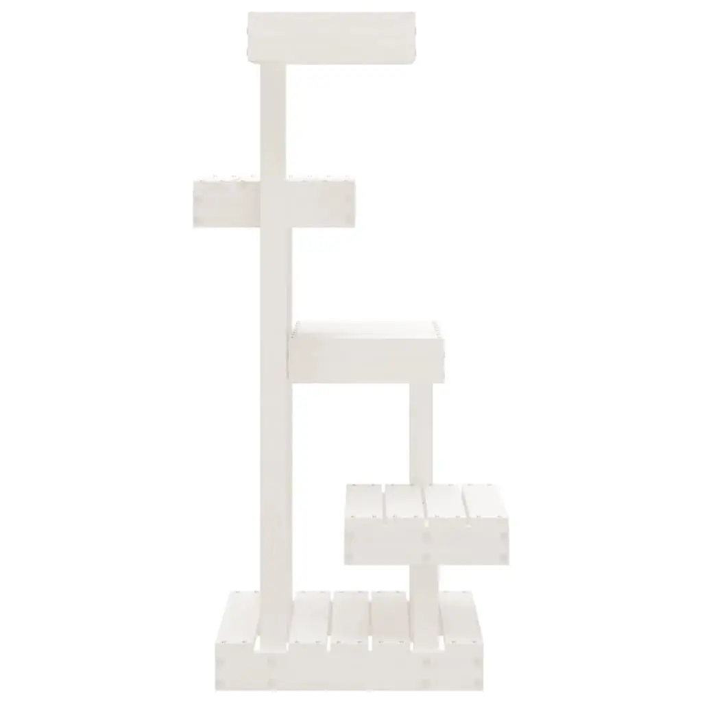 Cat Tree Multi-Level White Solid Pine Wood 4 Platform
