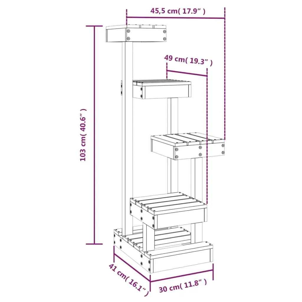 Cat Tree Multi-Level White Solid Pine Wood 4 Platform